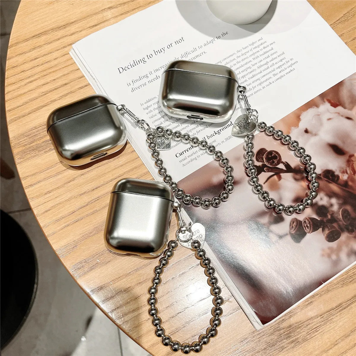 Matte plating TPU protective case for AirPods Bluetooth headsets on a plain background.