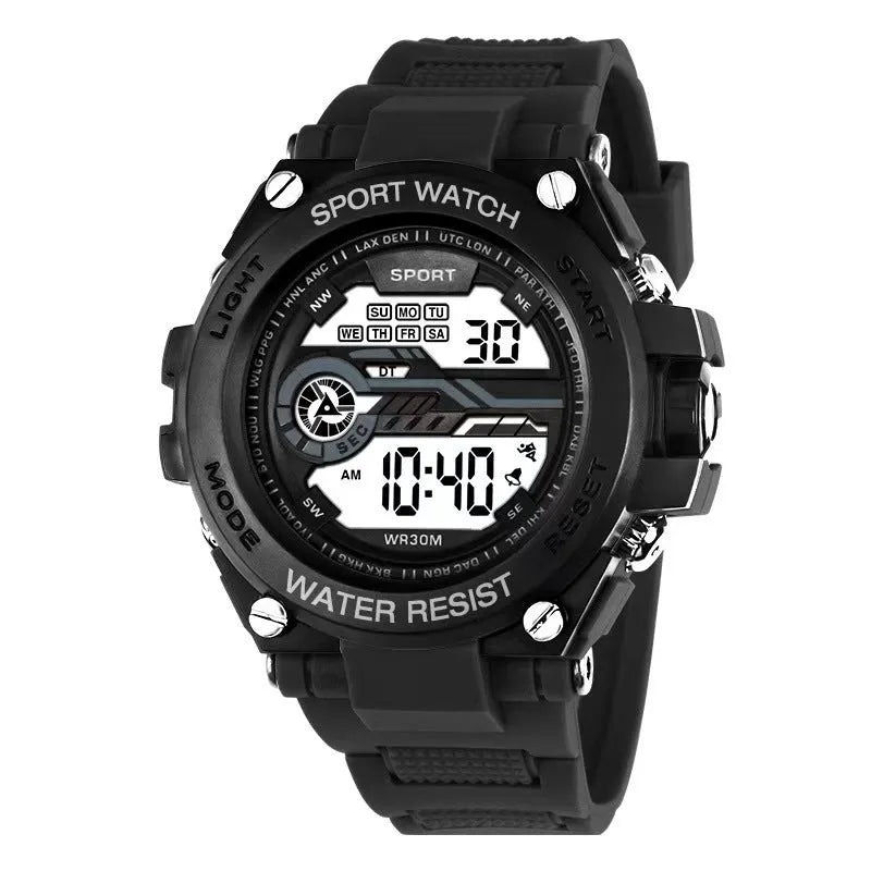 Digital fashion watch with silicone strap in multiple colour options for teenagers and students