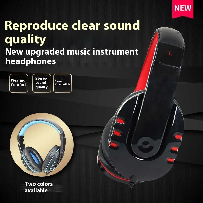 Electric piano headphones with 6.5mm interface in black, suitable for keyboard and guitar practice