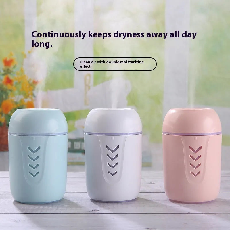 Circular portable air purifier in blue colour with USB cable for car and home use