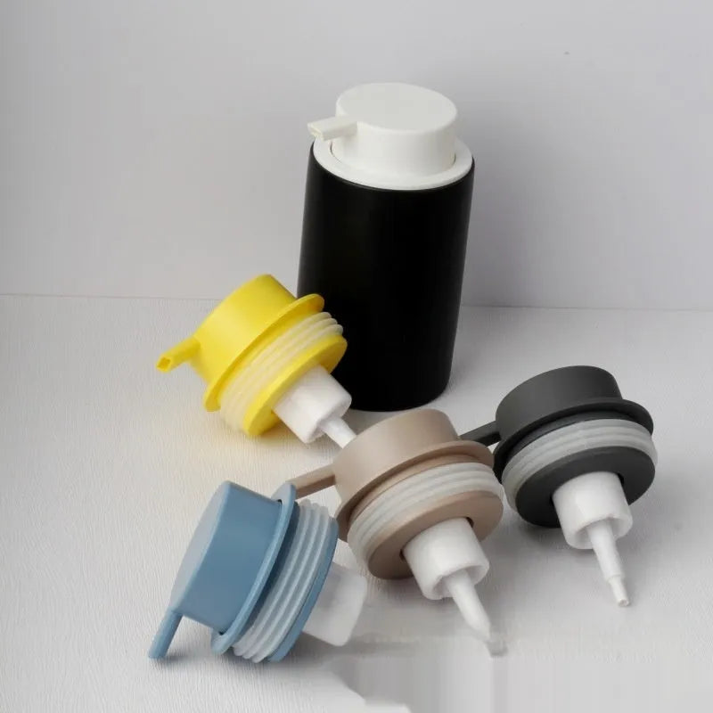 ABS plastic foam pump dispenser for facial cleansers with large pump head in metallic finish