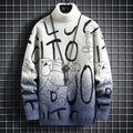 Men's gradient mink fleece turtleneck sweater, slim fit, long sleeve, high collar, nylon blend, rice and green colour