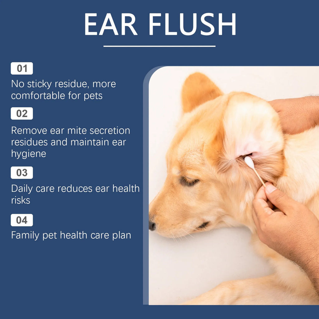 100ml bottle of gentle ear cleaner solution for cleaning wax from dog and cat ears.