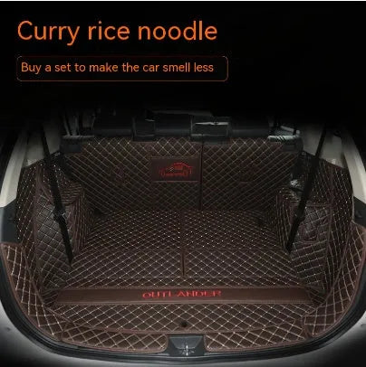 Custom 3D non-slip boot liner for Mitsubishi Outlander in a black colour with contrasting stitching.