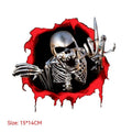 Colourful broken shell peeping metal skull design on a 15cm by 14cm car bumper sticker.