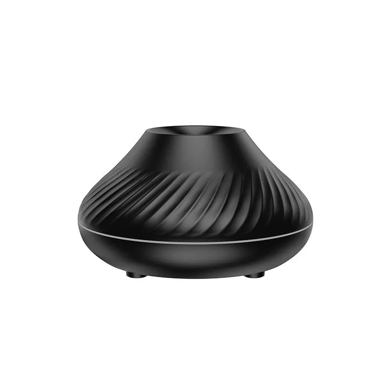 RGB flame aroma diffuser 130ml 3D colourful fire volcano effect night light black white, with Type-C cable