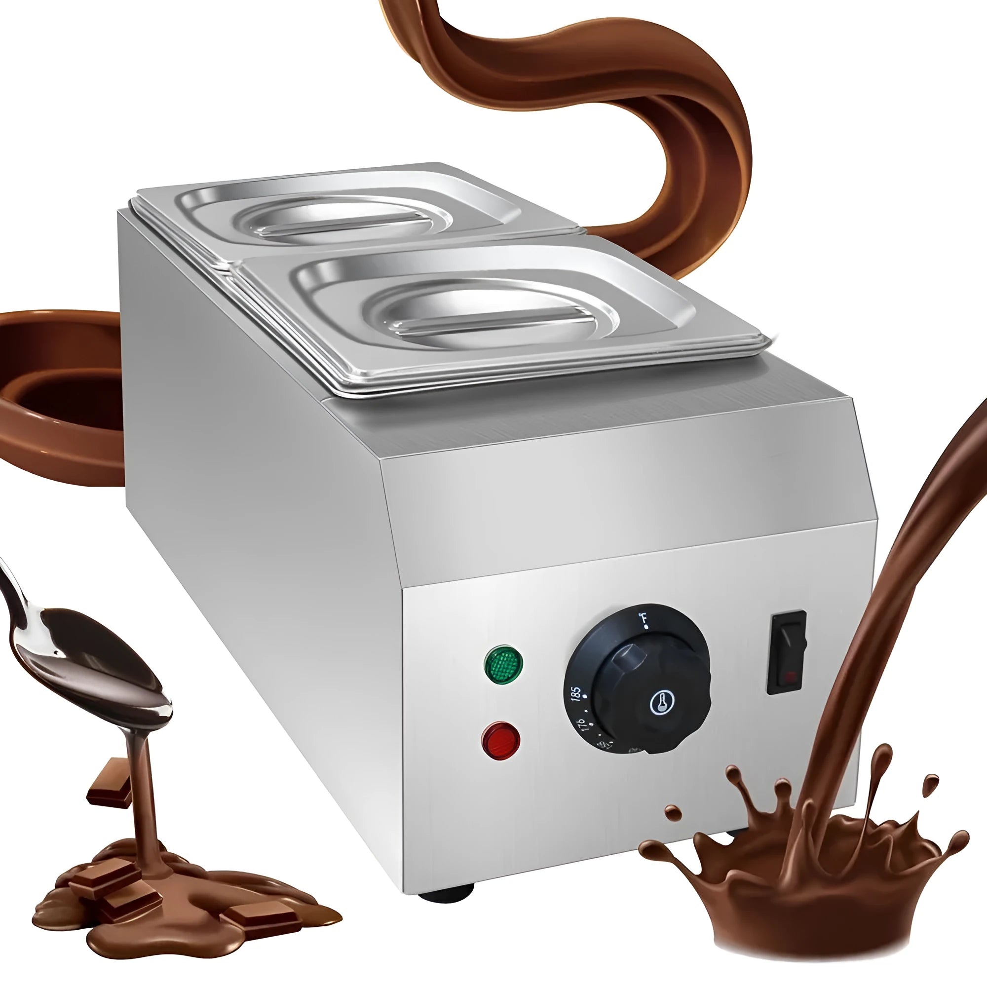 Commercial electric chocolate melting machine with dual-pot water insulation heating system