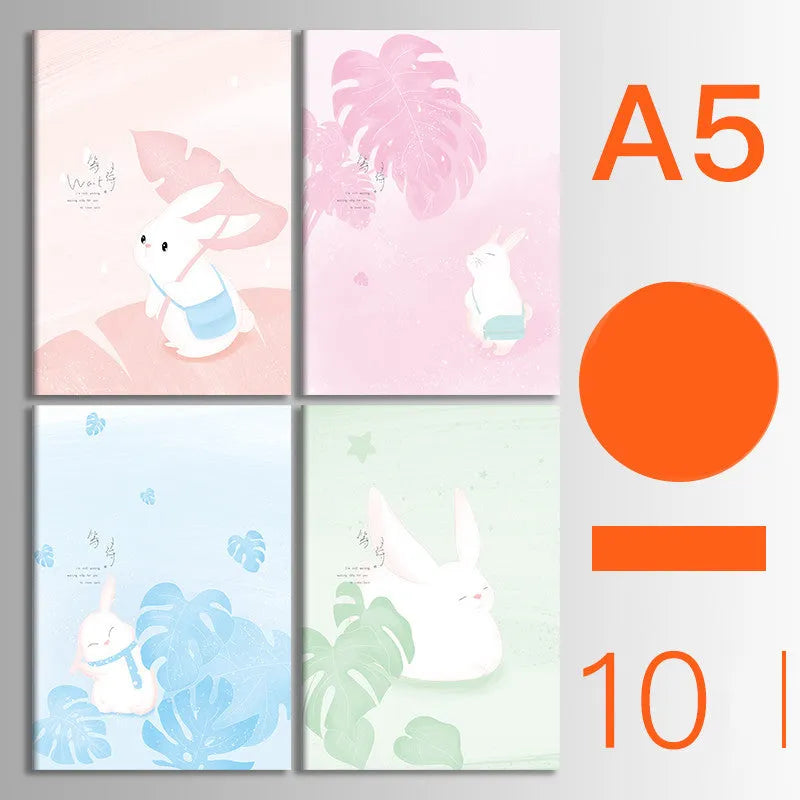 10-pack of kraft paper notebooks with thread binding in A5 and B5 sizes with various cover designs
