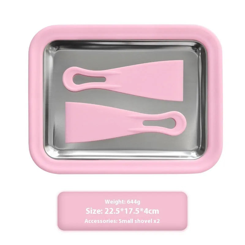 Compact DIY fried yoghurt machine for homemade frozen desserts in green, pink, rose red, or white.