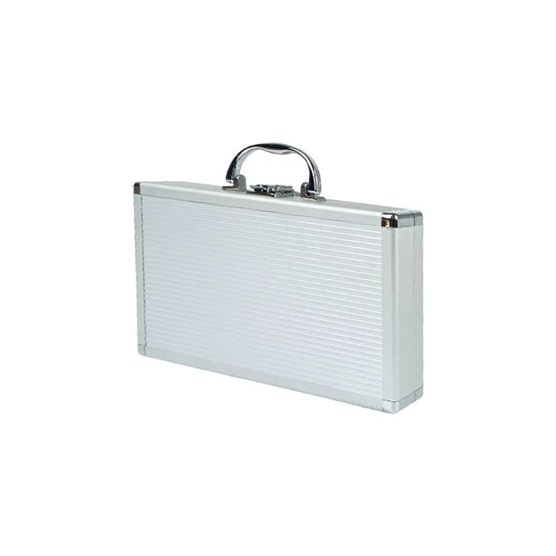 Silver aluminium alloy toolbox with lockable lid, 40x25x15cm