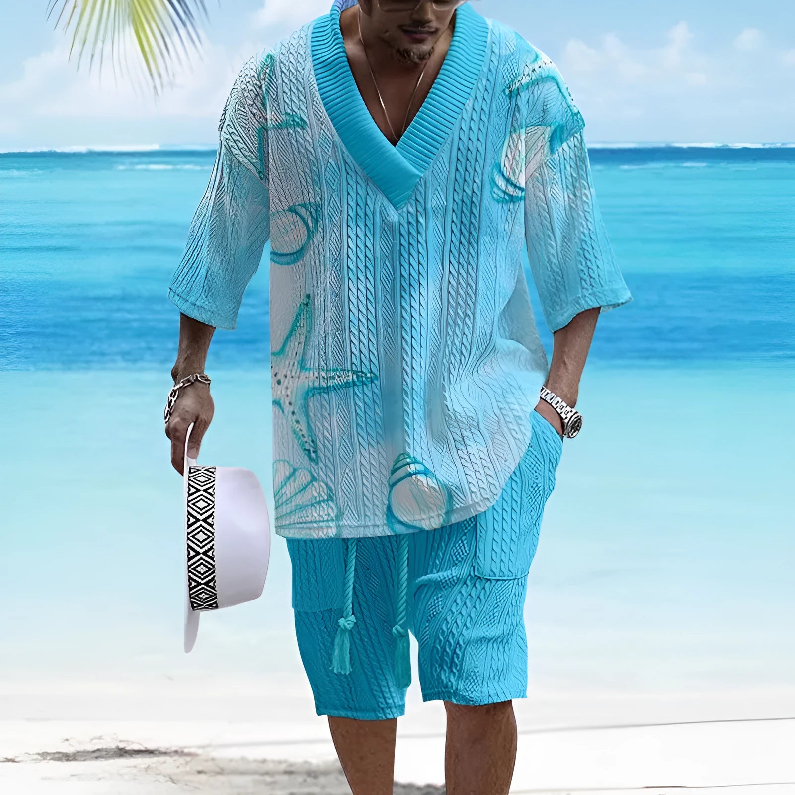 Loose casual short sleeve suit with matching shorts in various colour options