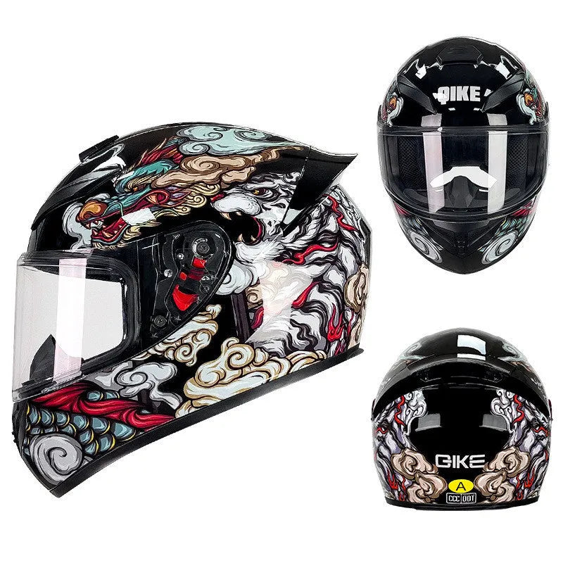 Motorcycle helmet in Dragon design with ABS construction for all-season commuting protection