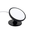Black plastic car magnetic mobile phone holder with snap-in mount for air vent or dashboard use