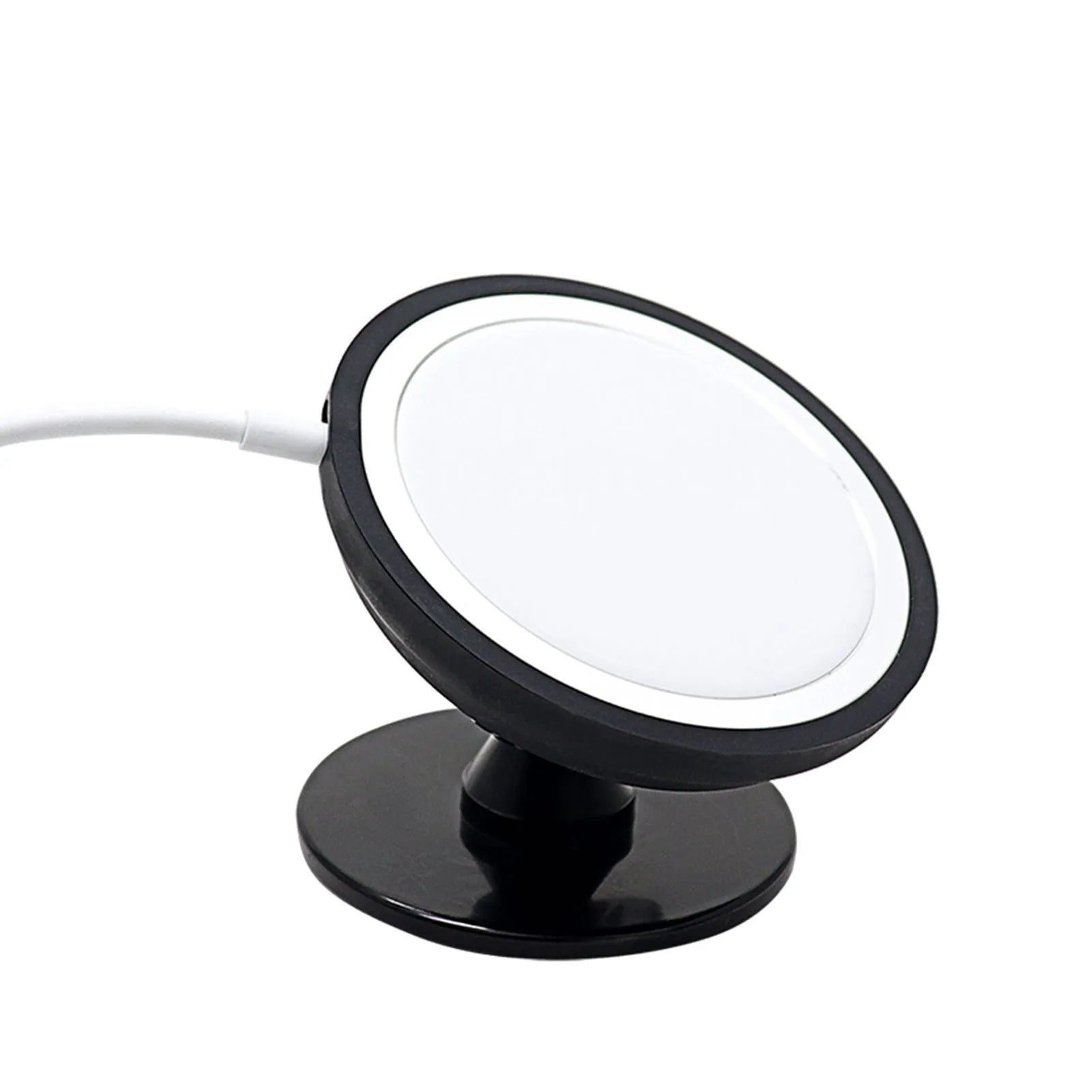 Black plastic car magnetic mobile phone holder with snap-in mount for air vent or dashboard use