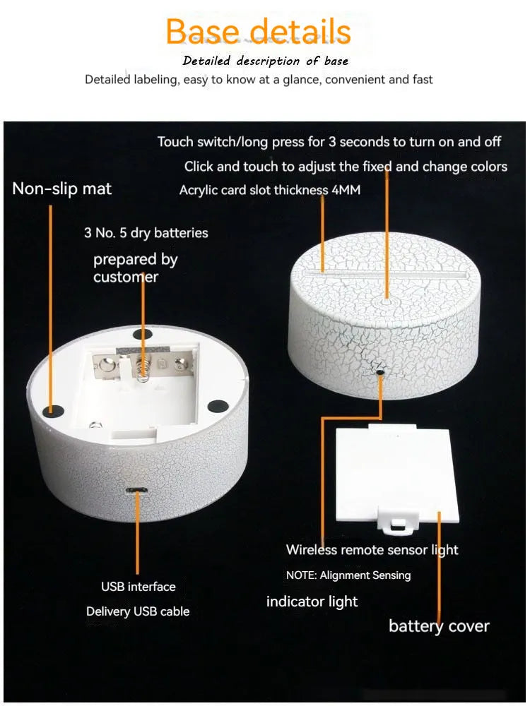 White heart-shaped acrylic table lamp with touch control, 160mm tall