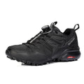 Men's lightweight beige hiking shoes with elastic band closure and rubber sole for off-road use.