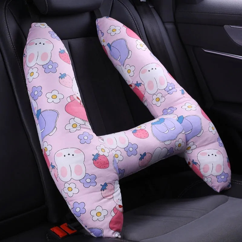 55x70cm car sleeping pillow with printed pattern on pearl cotton fill