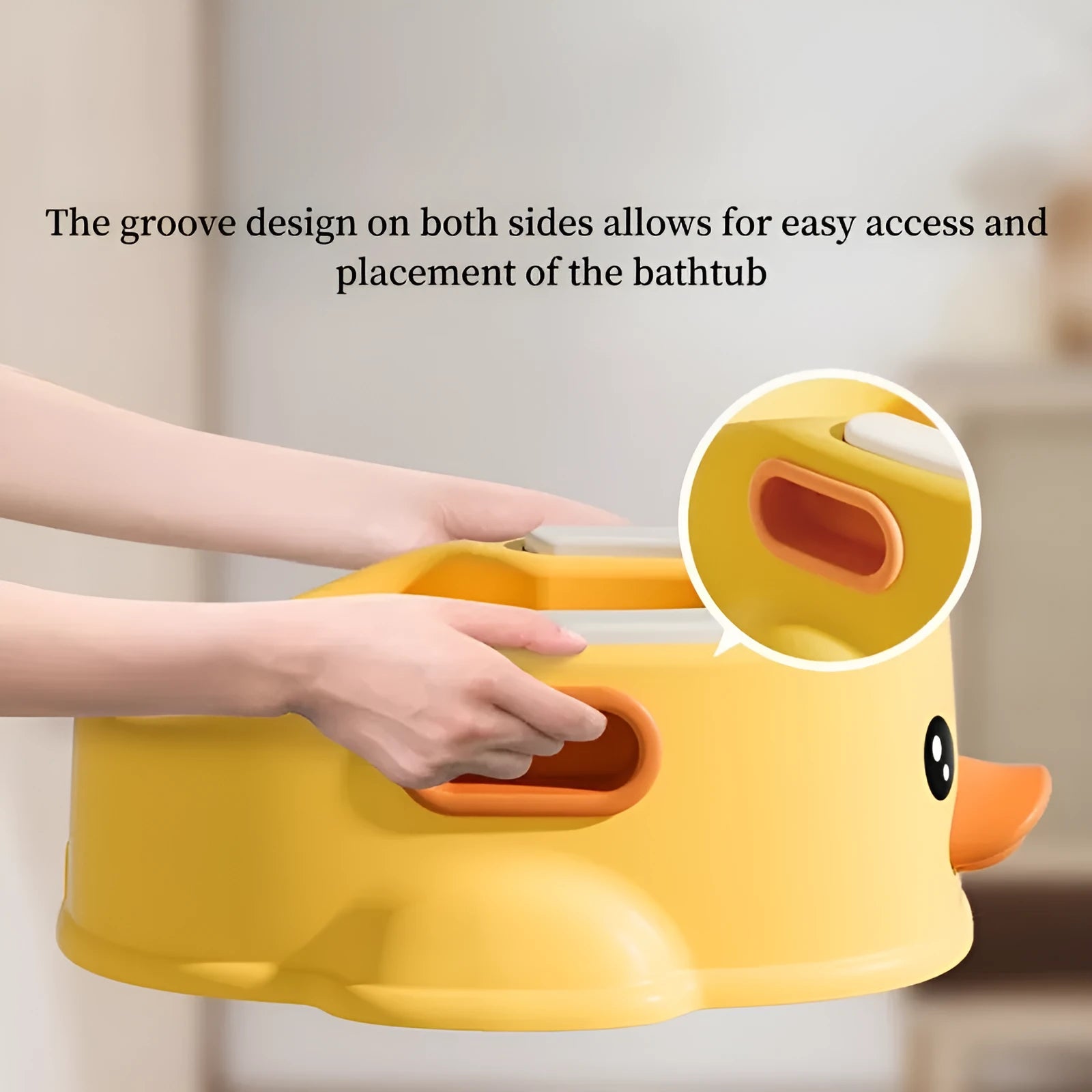 Blue PVC duck-shaped bathtub for washing a dog or cat