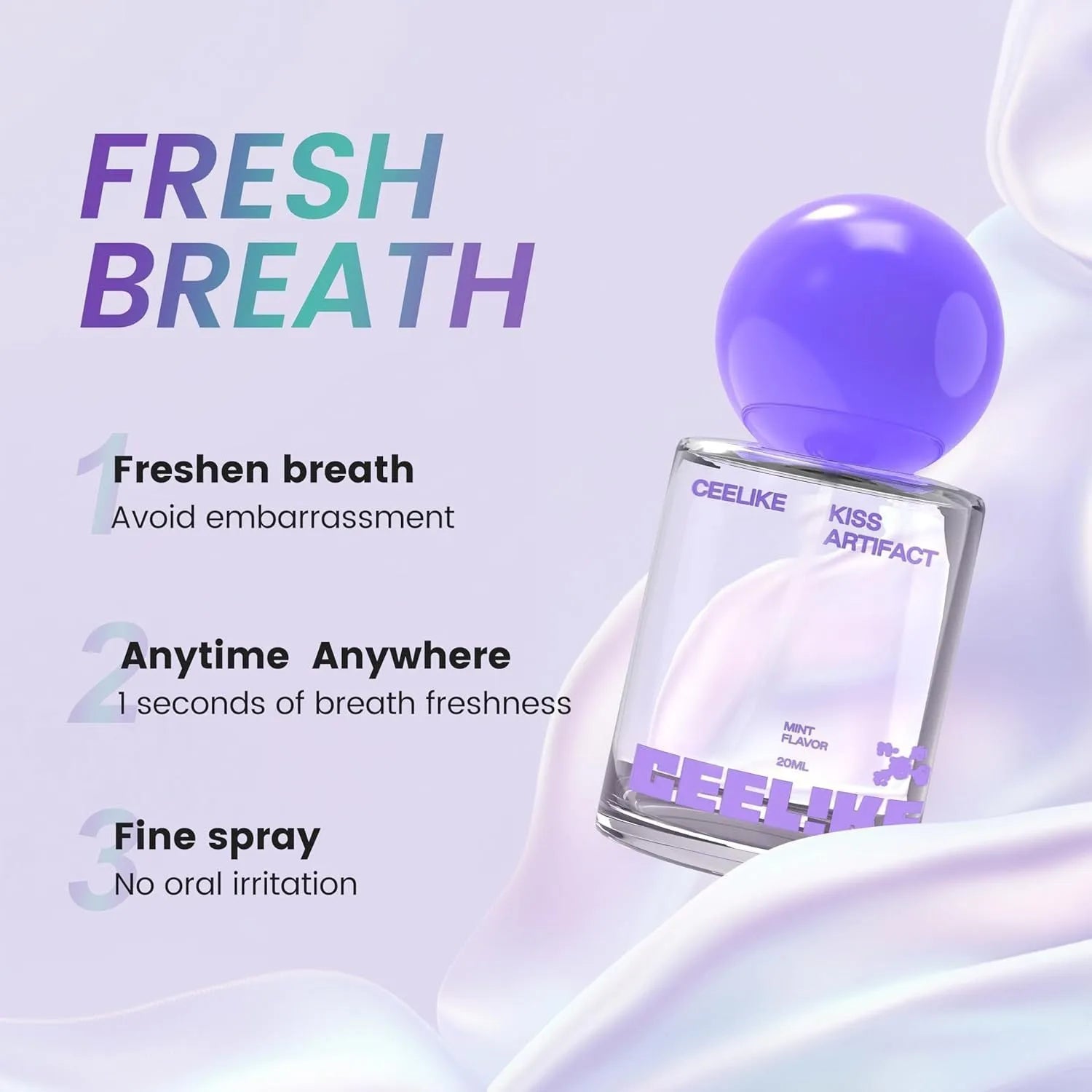 20ml portable oral spray bottle with hydrating probiotics formulation for household body care