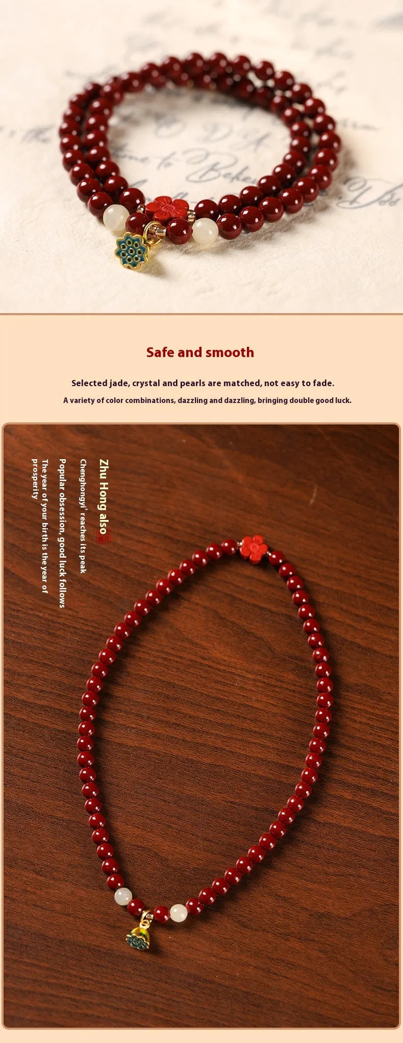Purple gold sand double circle women's bracelet with 6mm hand-woven beads and lotus seedpod retro design