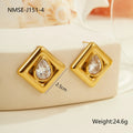 Geometric water drop zircon stud earrings in stainless steel with gold electroplating