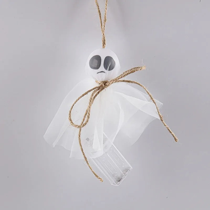 Halloween LED lantern chain with 20 PVC ghost lights powered by battery box