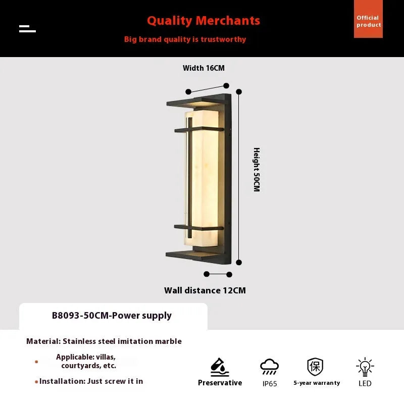 Black aluminium strip wall lamp 50cm long with IP65 rating for outdoor garden and patio use