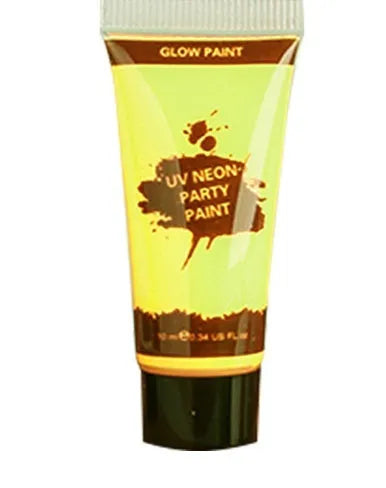25ml tube of bright neon green face and body paint with safe non-toxic label.