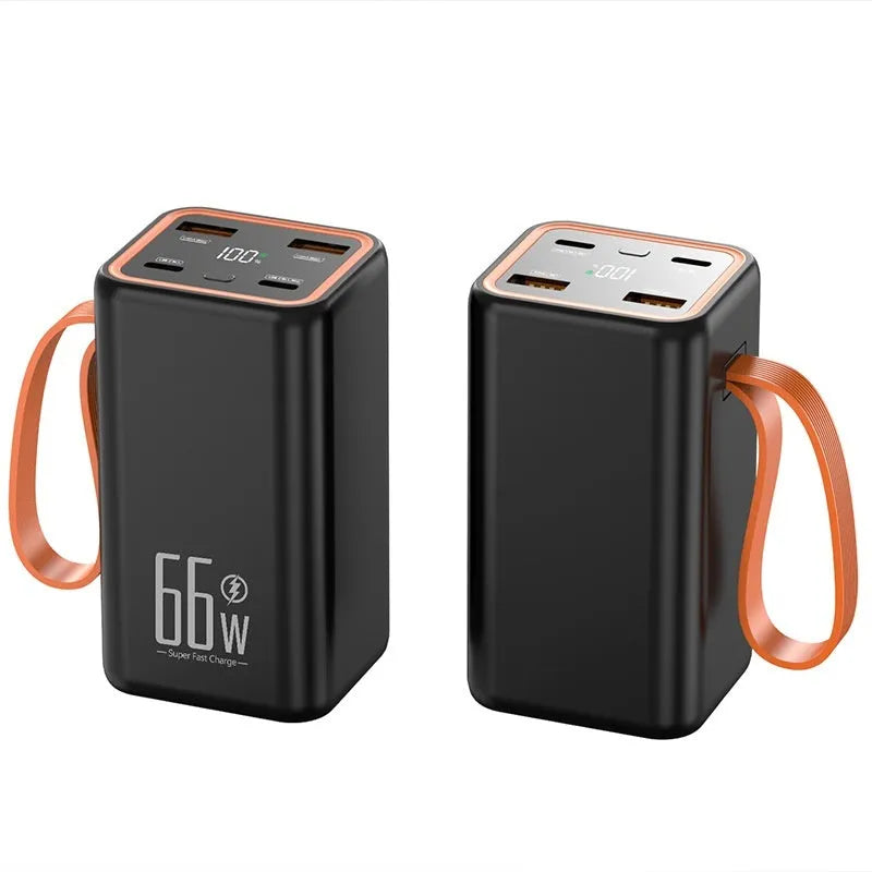 20000 mAh fast charge power bank in black or white plastic casing