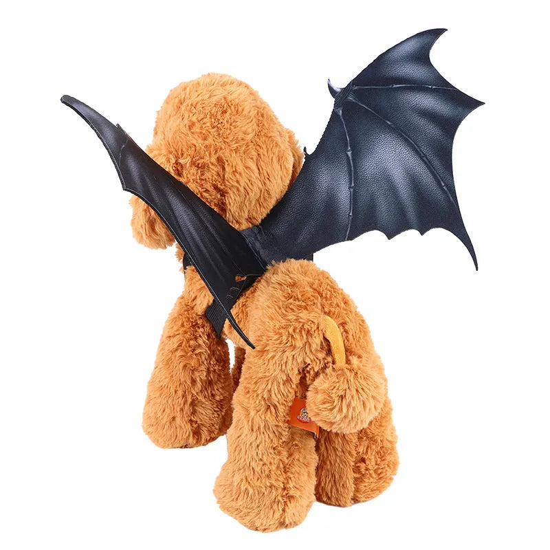Black cloth bat wings Halloween costume accessory for dogs and cats in three sizes
