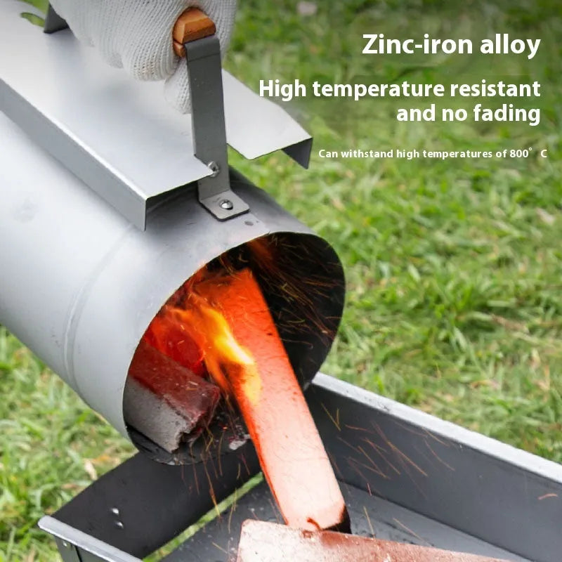 Zinc-iron alloy outdoor charcoal barbecue grill with carbon bucket design.