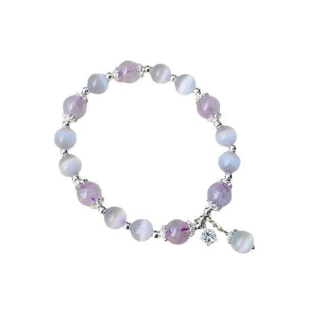 Opal Amethyst colour crystal bracelet with moon shape, cute style, sized over 20mm.