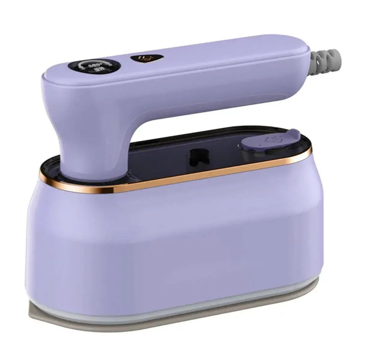 Milky white foldable travel iron with ceramic plate and worldwide voltage compatibility