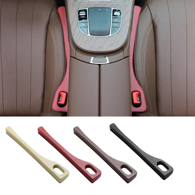 Polyurethane car seat gap strips in black brown red beige colours preventing items falling between seats