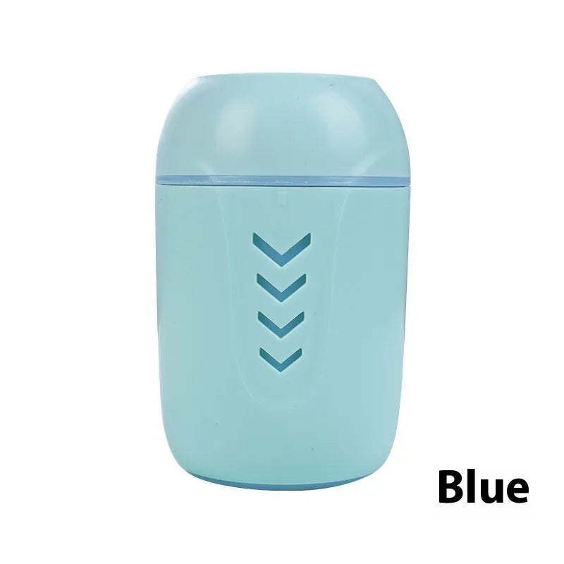 Circular portable air purifier in blue colour with USB cable for car and home use