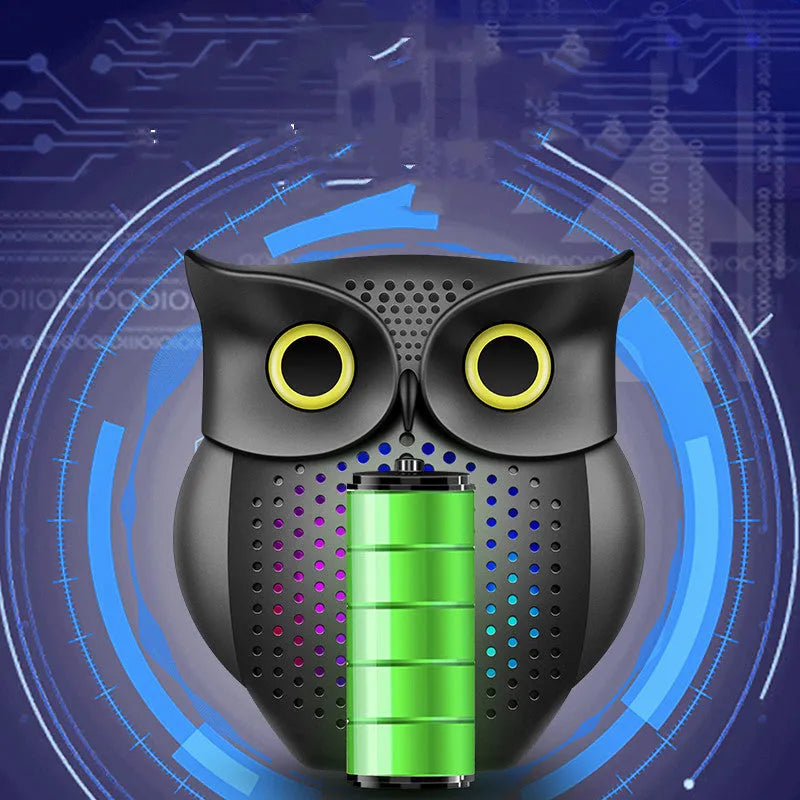 Black cartoon owl wireless Bluetooth speaker with USB cable