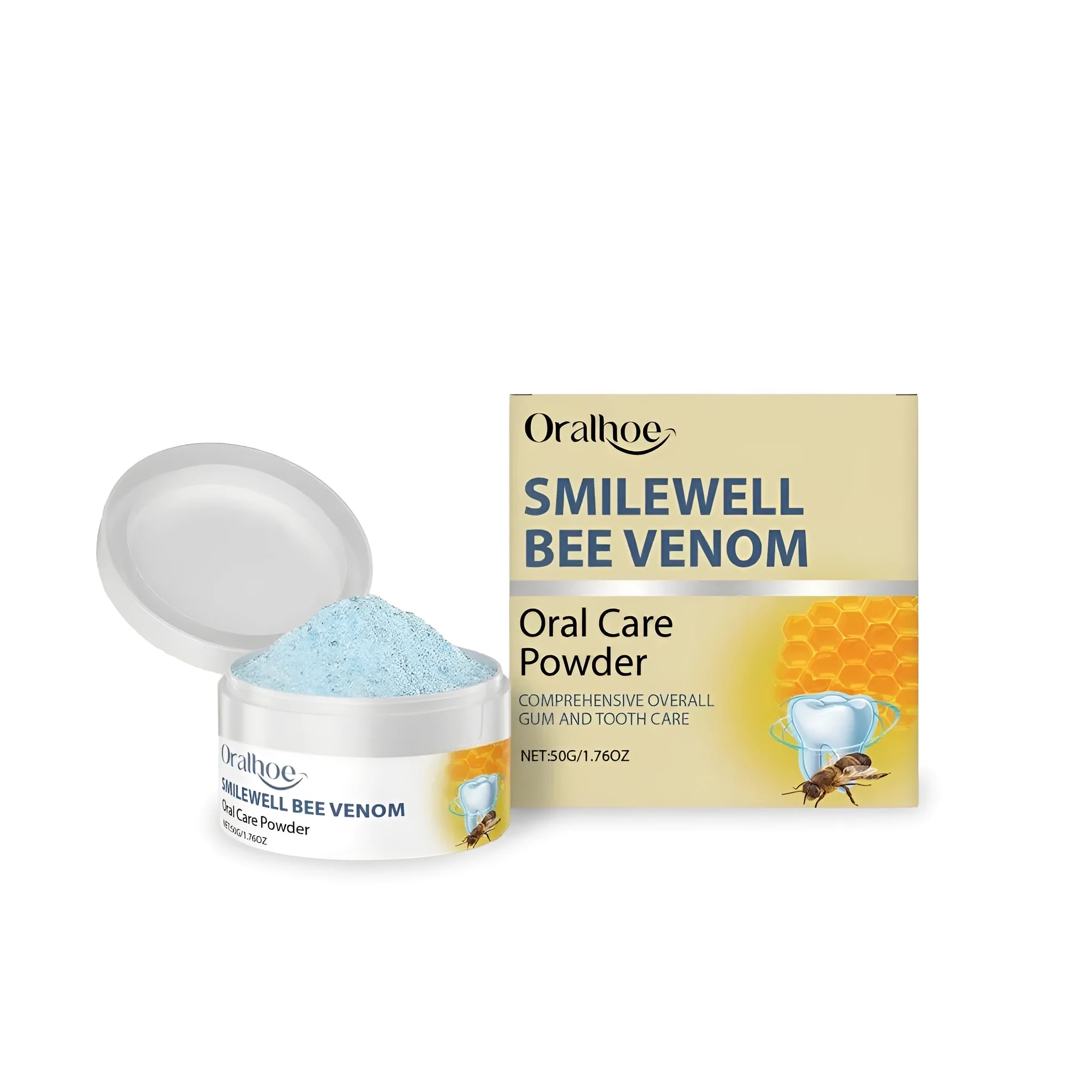50g jar of mint tooth powder with sodium bicarbonate for oral care