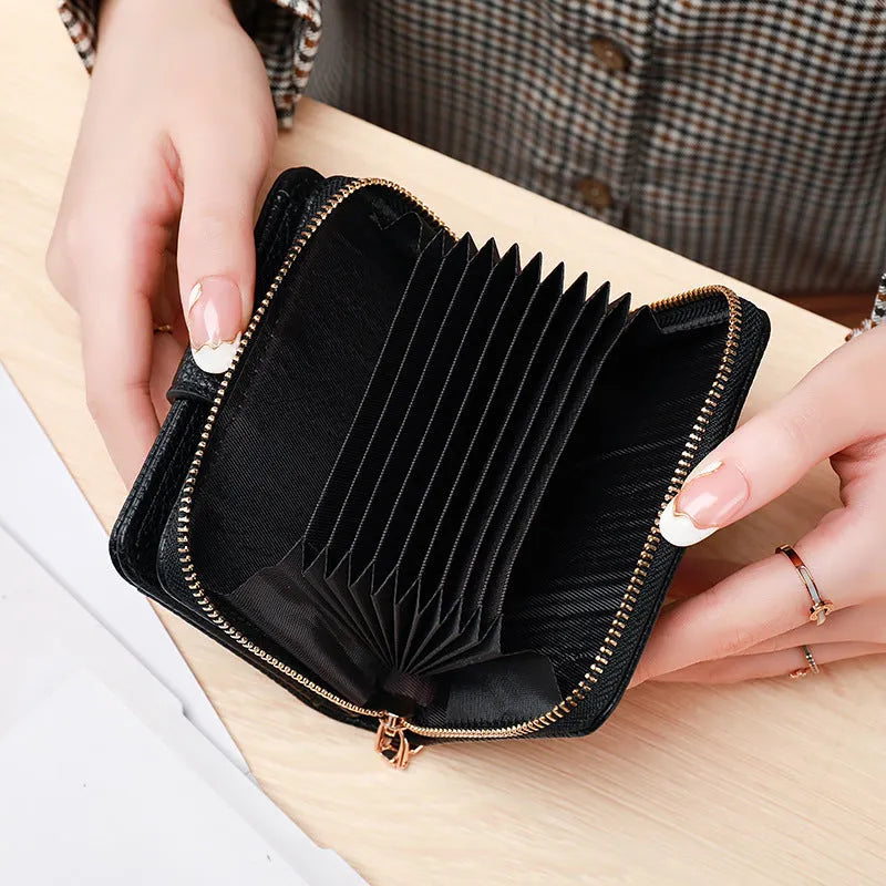 Ladies' short wallet with lychee pattern in beige, pink, black, or red colours