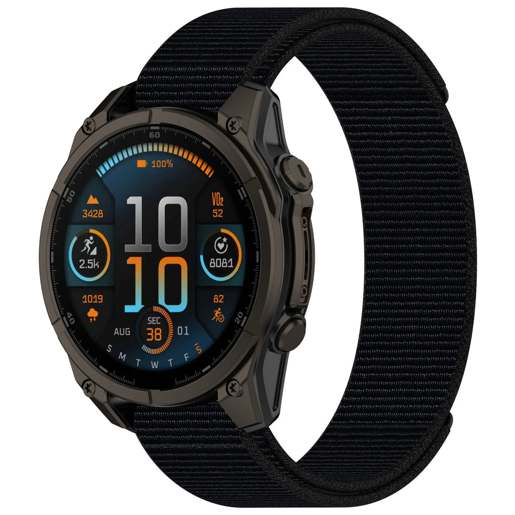 Velcro single circle nylon watchband in black with 22mm width