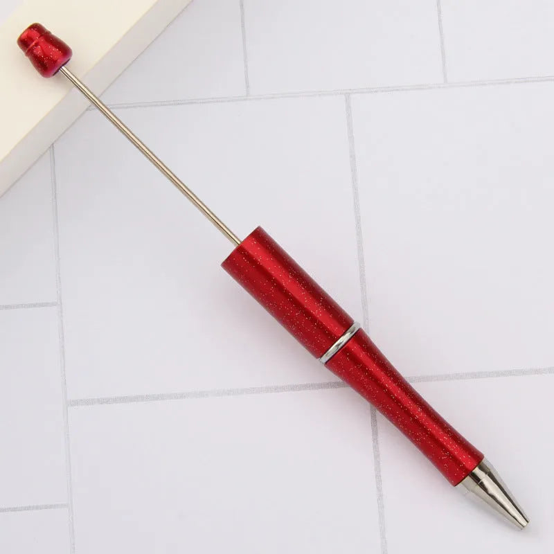 Creative plastic beaded ballpoint pen with spinning chain in multiple colour options