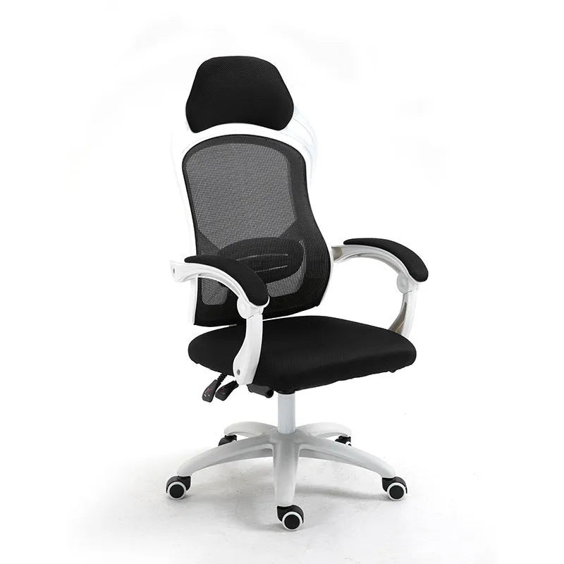 Black ergonomic computer gaming chair with adjustable height and reclining backrest