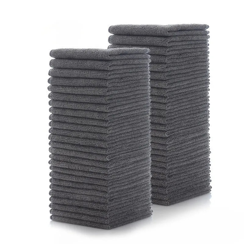 Grey square microfiber kitchen cleaning cloth measuring 25cm by 25cm.