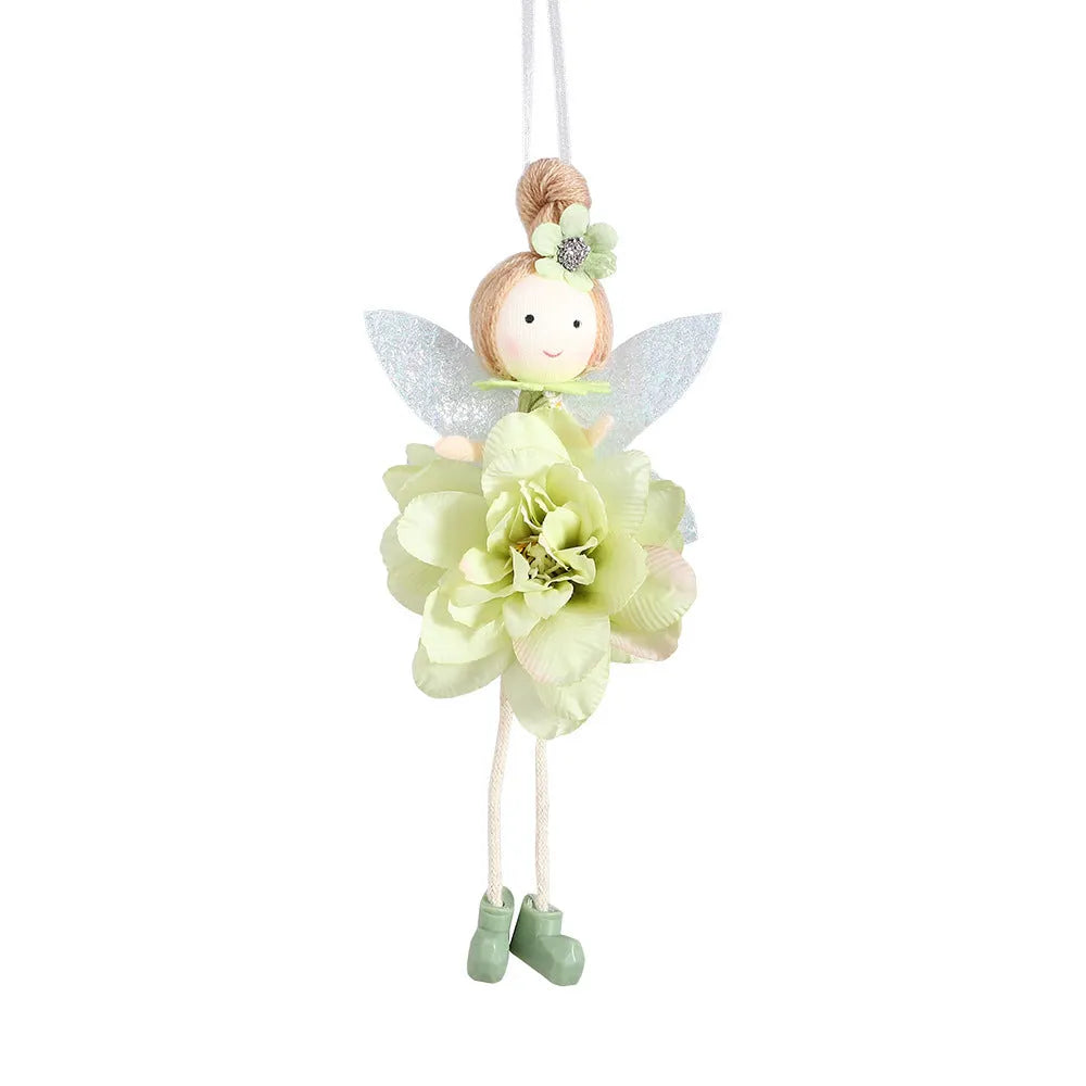 Cloth pendant decoration with elf fairy and flower angel girl design in multiple colour options