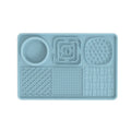 Silicone dog slow food mat with sucker base, square or rectangular, in green, pink, grey, black, or blue.