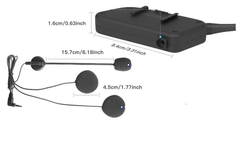 V6pro motorcycle helmet Bluetooth intercom unit with headphones and mounting accessories
