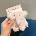 Pink plush baby elephant wireless Bluetooth earbuds case for AirPods, flannel fabric, cartoon style