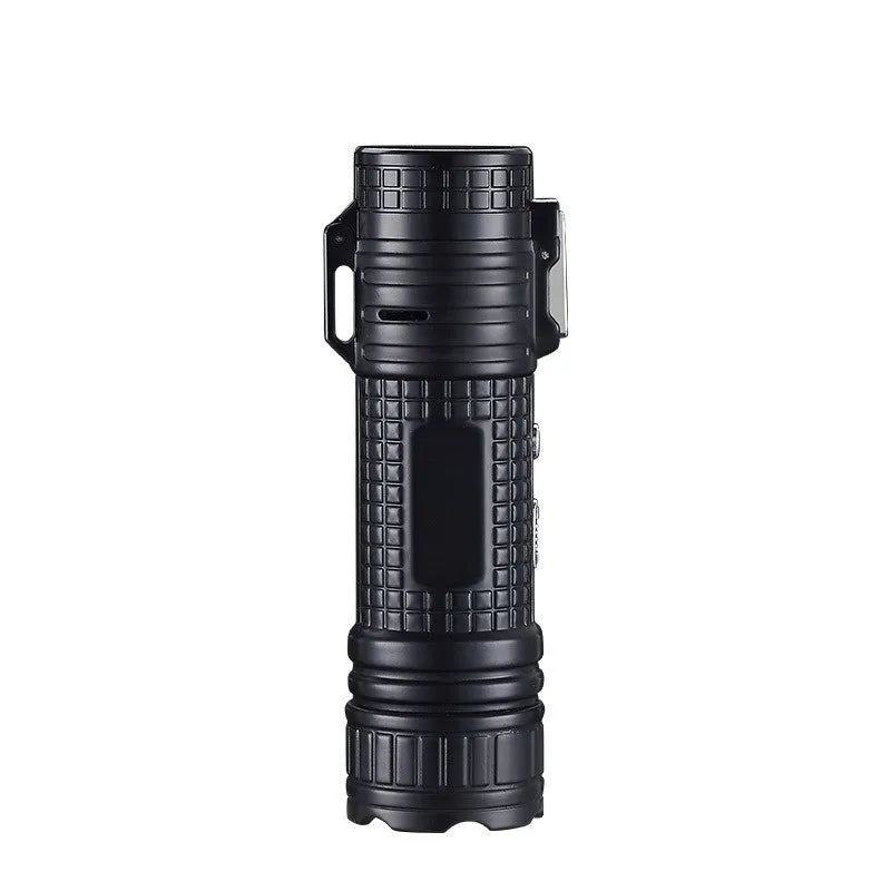 TH727 multi-functional waterproof metal flashlight lighter in camouflage, red, black, blue, or yellow colour