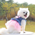 Creative Bow Pet Denim Skirt, Korean style, white yarn option with bow detail on denim fabric