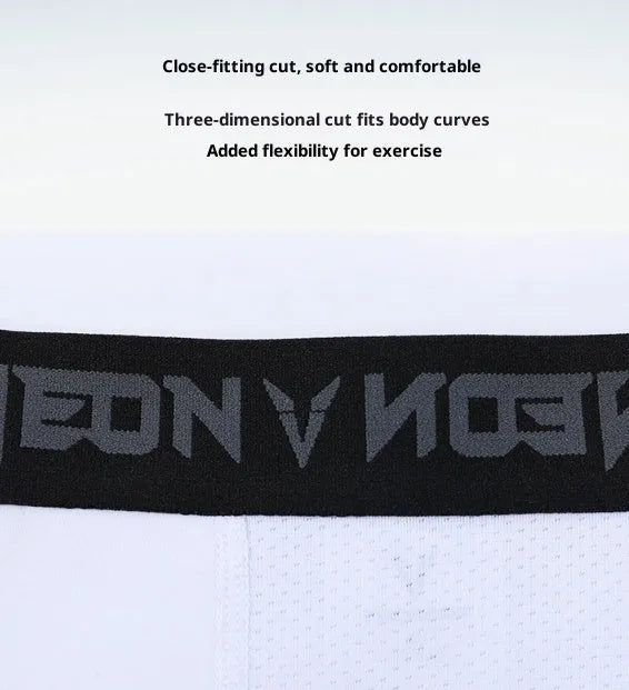 Men's black high elasticity compression fitness pants with drawstring closure side view
