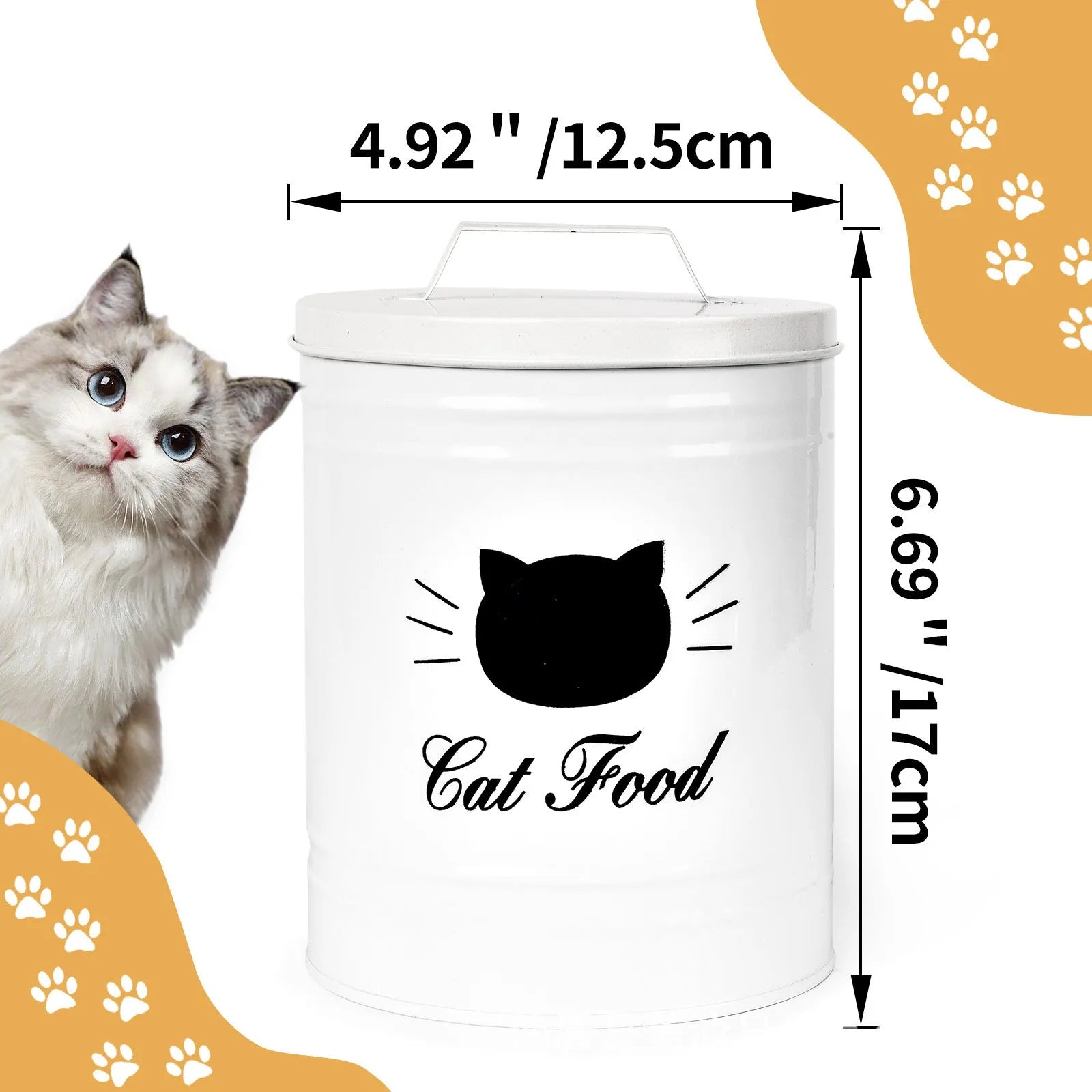 Black and white round iron storage cans with moisture-proof design for kitchen
